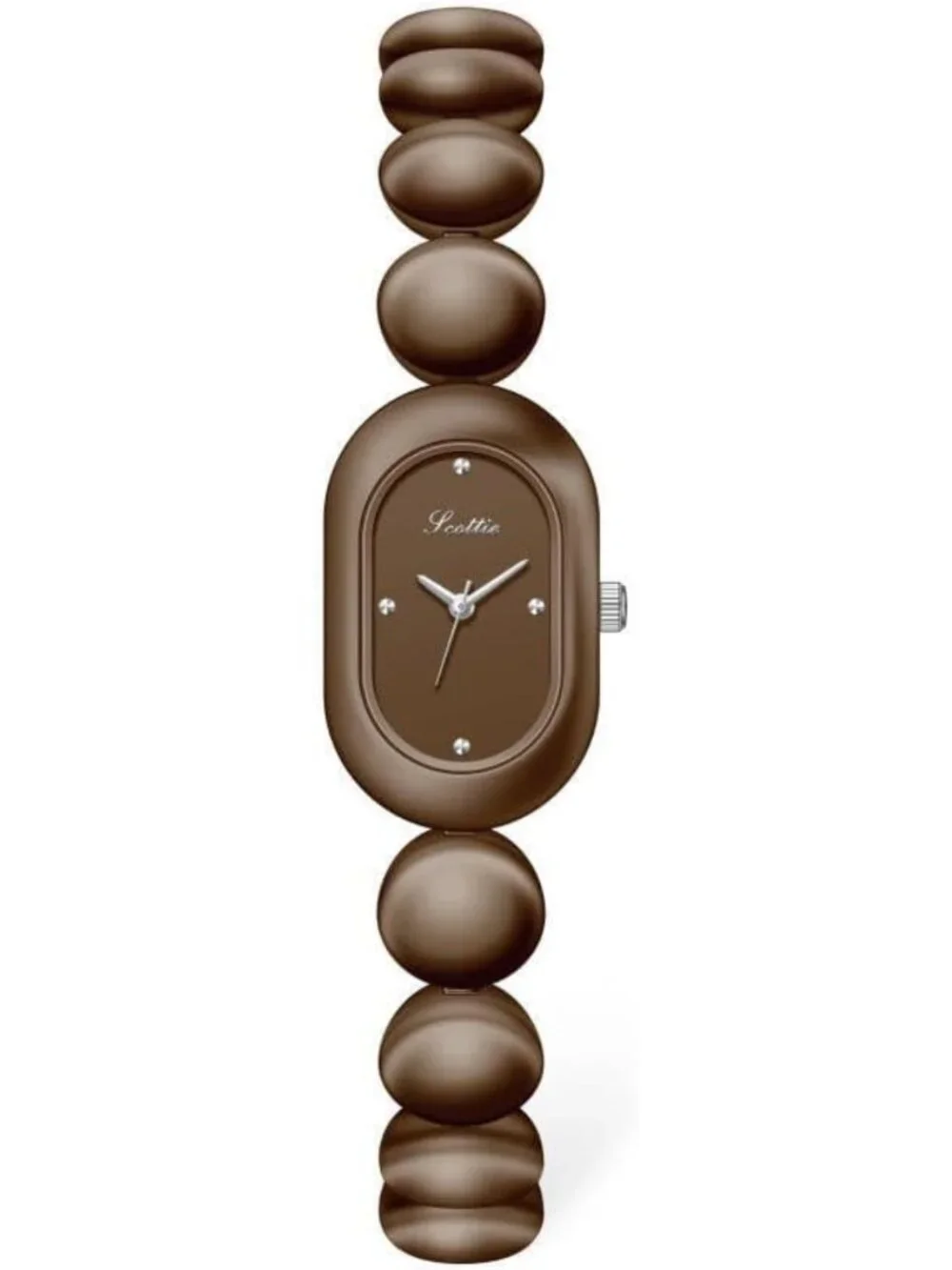 Petite Dainty Beaded Bracelet Watch - Oval Analog Quartz Timepiece for Women